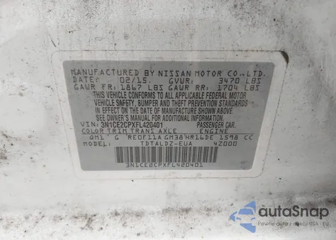 2015 Nissan Versa Note S (Sr)/S Plus/Sl/Sr/Sv from USA, damaged, VIN 3N1CE2CPXFL420401